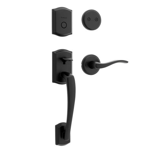 Kwikset 819PTHXSEL-514 Prescott Dummy Handleset with Sedona Lever, Matte Black Finish