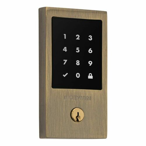 Baldwin 8225050ZW Z-Wave Minneapolis Touchscreen Deadbolt, Schlage C Keyway, Antique Brass