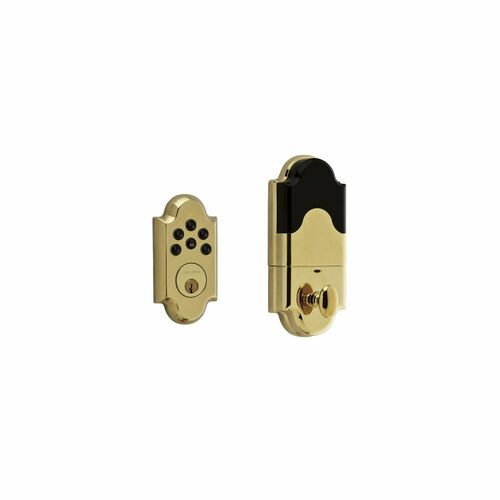 Baldwin 8252003AC1 Boulder Arched Keypad Deadbolt - Brass Finish, Batteries Not Included