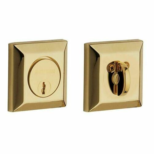 Baldwin 8254031 Cody Squared Single Cylinder Deadbolt - Unlacquered Brass Finish
