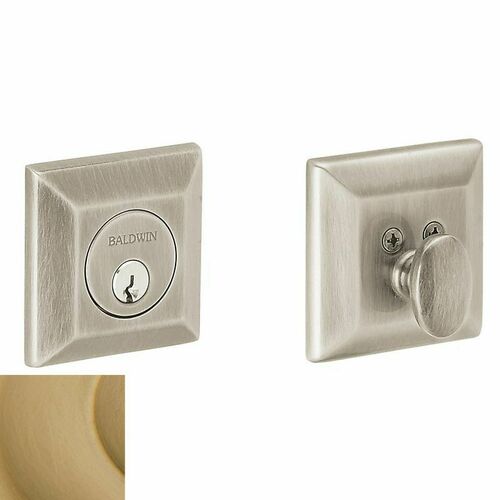 Baldwin 8254033 Cody Squared Single Cylinder Deadbolt - Vintage Brass Finish