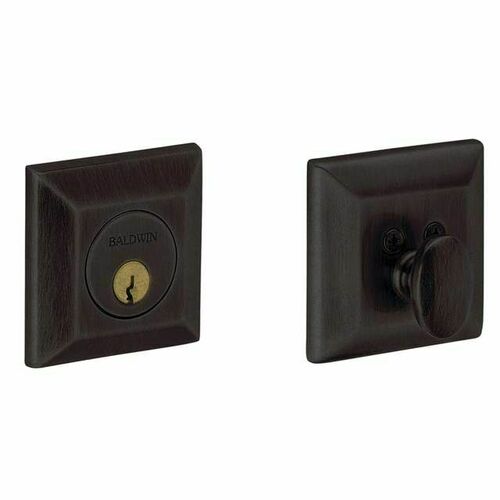 Baldwin 8254402 Cody Squared Single Cylinder Deadbolt - Distressed Oil Rubbed Bronze