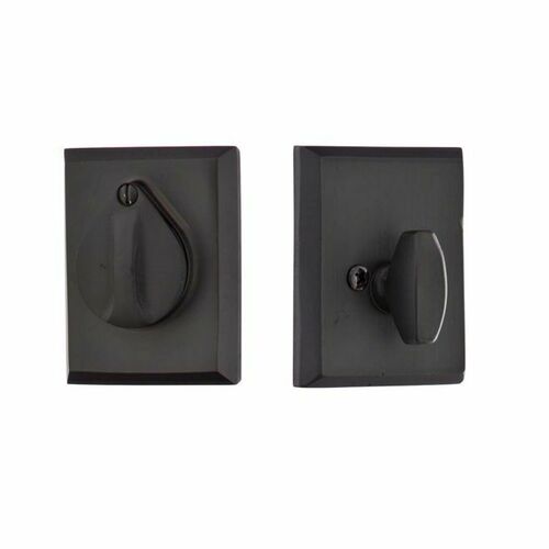 Emtek 8465FB Flat Black Bronze Single Cylinder Deadbolt with 3 Flap and Plate