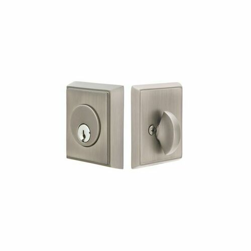 Emtek 8468US15A Pewter Rectangular Single Cylinder Deadbolt for 1-3/8