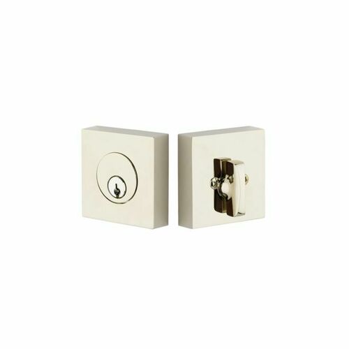 Emtek 8469US14 Square Single Cylinder Deadbolt, Polished Nickel, 1-3/8