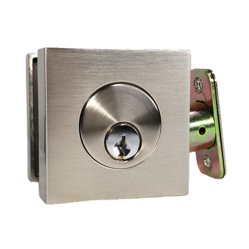 Emtek 8469US15.RLS Satin Nickel Square Single Cylinder Deadbolt with Radius Latch Strike