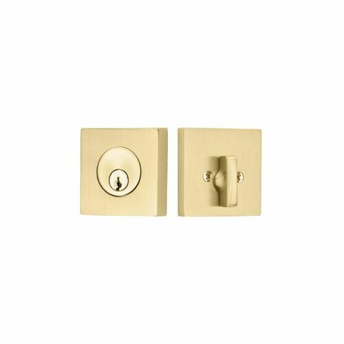 Emtek 8469US4 Satin Brass Square Single Cylinder Deadbolt for 1-3/8