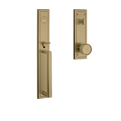 Baldwin 85311060ENTR Hollywood Hills Satin Brass Single Cylinder Handleset with Escutcheon