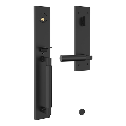 Baldwin 85316190RENT Gramercy Right Hand Single Cylinder Handleset, Satin Black Finish