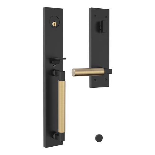 Baldwin 85316M04RENT Gramercy Right Hand Single Cylinder Handleset, Satin Brass Black Finish