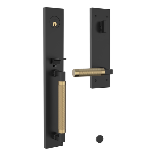 Baldwin 85317M04RENT Gramercy Knurled Right Hand Single Cylinder Handleset, Satin Brass Black