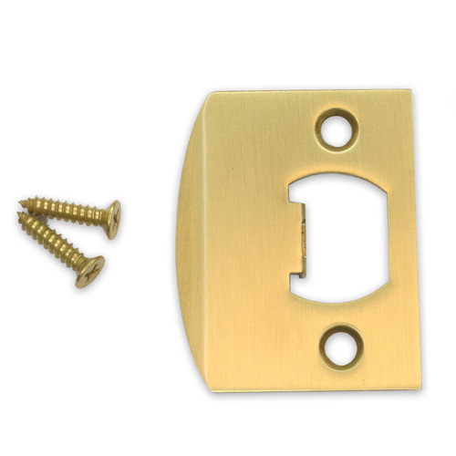 Emtek 86084US4 Satin Brass Square Corner Full Lip Strike for Passage/Privacy/Key-In Sets