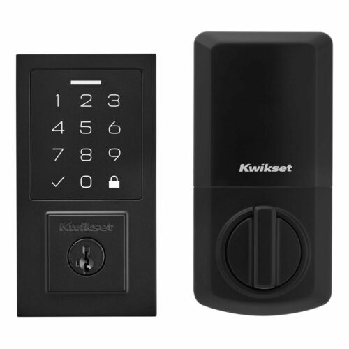 Kwikset 9270CNT-514S SmartCode Touchpad Electronic Deadbolt, Matte Black, SmartKey