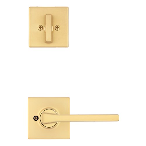 Kwikset 966CSLSQT-4.UNIV Casey Lever with Square Rose Interior Single Cylinder Handleset Trim for Both 800 and 687 Series Handlesets Satin Brass