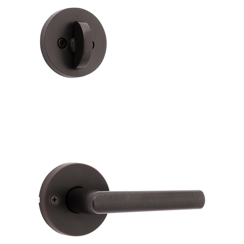 Kwikset 966MIL-RDT 11P UNIV Milan Lever Round Rose Single Cylinder Handleset Trim, Venetian Bronze