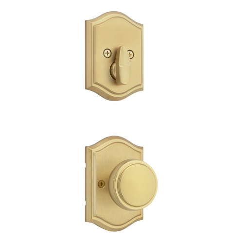 Kwikset 971SOKART-4 Sora Single Cylinder Knob with Capetown Rose, Satin Brass Finish