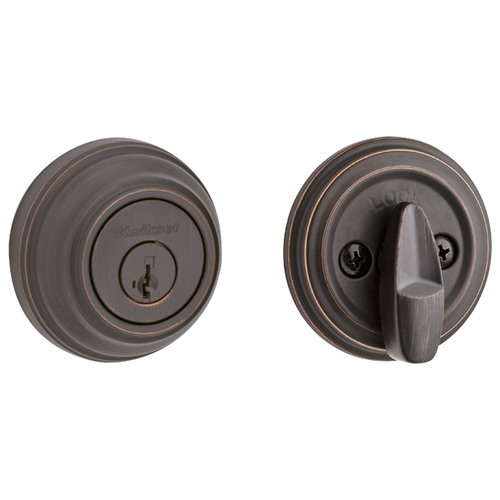 Kwikset 980-11PS.STRKP SmartKey Single Cylinder Deadbolt with 6AL Latch STRKP Strike Pack, Venetian Bronze