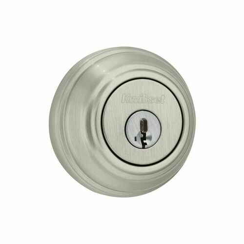 Kwikset 980-15S.STRKP SmartKey Single Cylinder Deadbolt with 6AL Latch STRKP Strikes, Satin Nickel