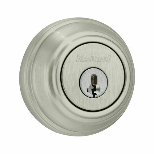 Kwikset 982-15S.DS UL SmartKey Single Cylinder Deadbolt with RCAL Latch, Satin Nickel Finish