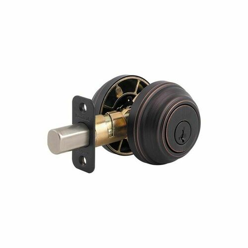 Kwikset 985-11PS.STRKP Double Cylinder SmartKey Deadbolt with 6AL Latch STRKP Strikes, Venetian Bronze