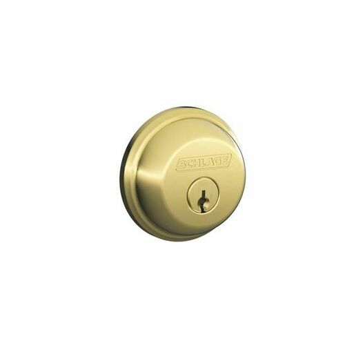 Schlage B60505625 Single Cylinder Deadbolt C Keyway with Brass Latch Strike - Bright Chrome