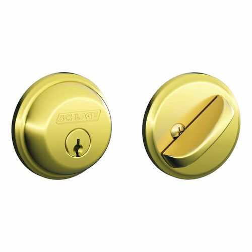 Schlage B60505 Single Cylinder Deadbolt C Keyway with Brass Finish and Latch/Strike