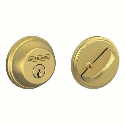Schlage B60608 Single Cylinder Deadbolt C Keyway, Satin Brass, 12287 Latch, 10116 Strike
