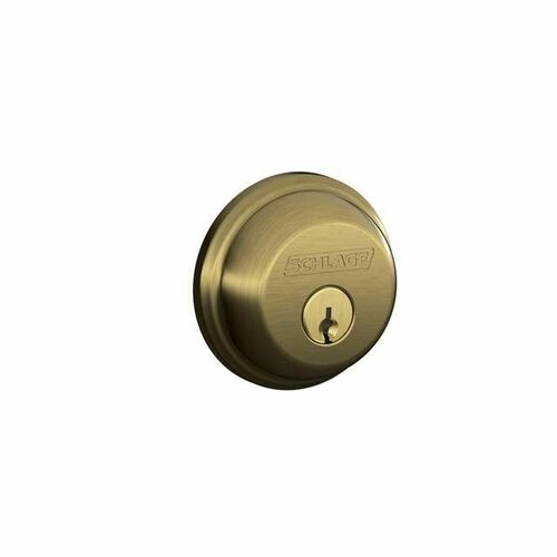 Schlage B60609619 Antique Brass Single Cylinder Deadbolt C Keyway with Latch Strike