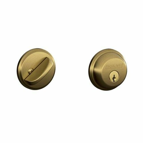 Schlage B60609 Single Cylinder Deadbolt C Keyway, Antique Brass Finish, 12287 Latch
