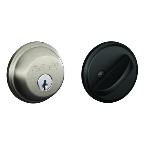 Schlage B60619622 Satin Nickel Single Cylinder Deadbolt C Keyway with Latch Strike