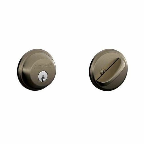 Schlage B60620 Single Cylinder Deadbolt C Keyway, Antique Nickel, 12287 Latch 10116 Strike