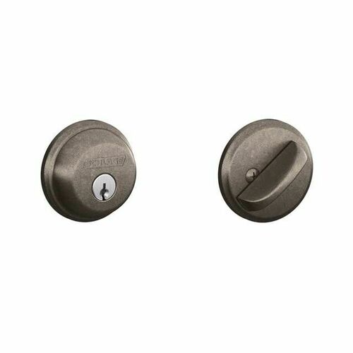 Schlage B60621 Single Cylinder Deadbolt C Keyway, 12287 Latch, 10116 Strike, Distressed Nickel