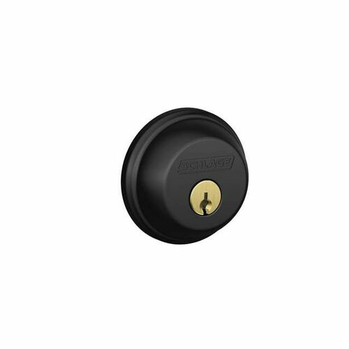 Schlage B60622605 Single Cylinder Deadbolt C Keyway, Matte Black, Bright Brass Finish
