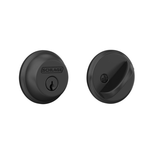 Schlage B60622 Single Cylinder Deadbolt C Keyway, Matte Black, 12287 Latch, 10116 Strike