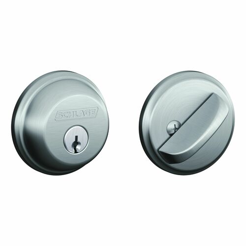 Schlage B60626 Single Cylinder Deadbolt C Keyway with Latch Strike - Satin Chrome