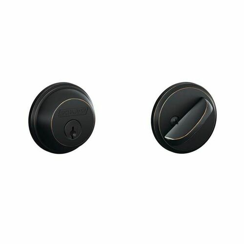 Schlage B60716 Single Cylinder Deadbolt C Keyway with Latch Strike, Aged Bronze Finish