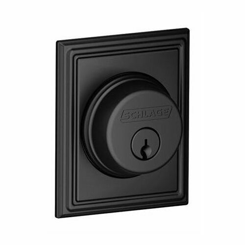 Schlage B60ADD622 Addison Single Cylinder Deadbolt C Keyway, Matte Black, 12287 Latch, 10116 Strike