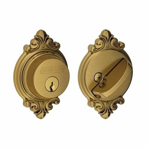 Schlage B60BRK609 Brookshire Single Cylinder Deadbolt C Keyway, Antique Brass Finish