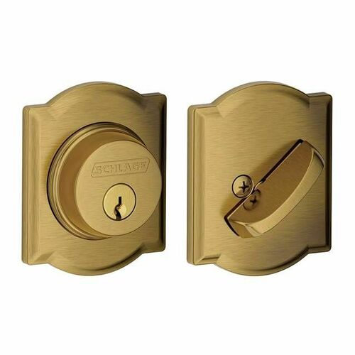 Schlage B60CAM609 Camelot Single Cylinder Deadbolt C Keyway, Antique Brass Finish