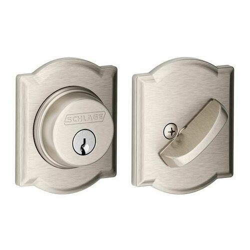 Schlage B60CAM619 Camelot Single Cylinder Deadbolt C Keyway, Satin Nickel Finish
