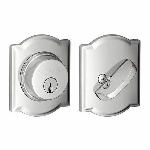 Schlage B60CAM625 Camelot Single Cylinder Deadbolt C Keyway with Latch Strike, Chrome Finish