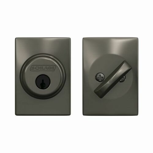 Schlage B60CEN530 Century Single Cylinder Deadbolt C Keyway with Latch Strike, Black Stainless