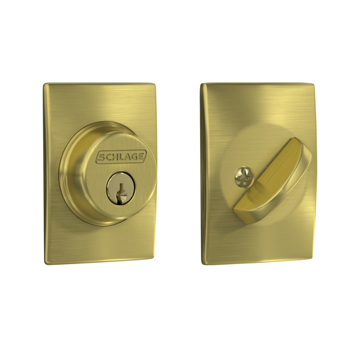 Schlage B60CEN608 Century Single Cylinder Deadbolt C Keyway, Satin Brass Finish