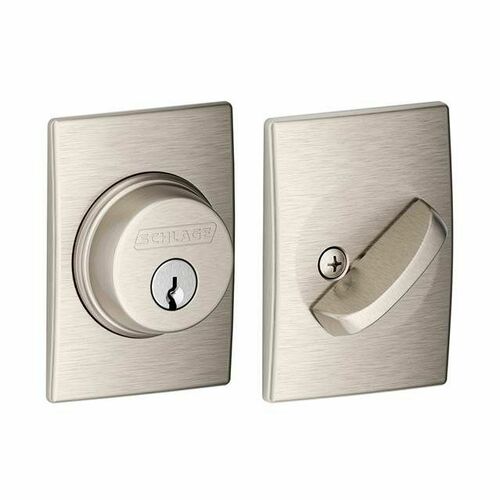 Schlage B60CEN619 Century Single Cylinder Deadbolt C Keyway, Satin Nickel, 12287 Latch