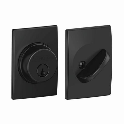 Schlage B60CEN622 Century Single Cylinder Deadbolt C Keyway, Matte Black, 12287 Latch