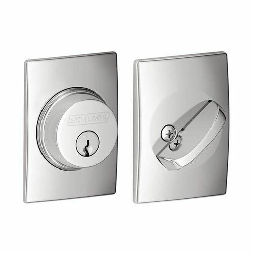 Schlage B60CEN625 Century Single Cylinder Deadbolt C Keyway, Bright Chrome Finish