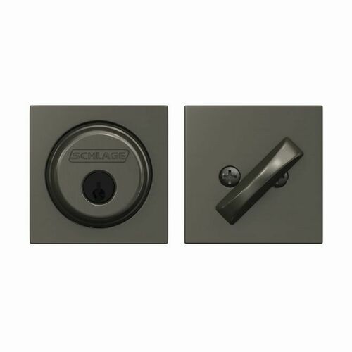 Schlage B60COL530 Collins Single Cylinder Deadbolt C Keyway with Latch Strike, Black Stainless
