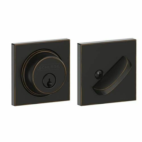 Schlage B60COL716 Collins Single Cylinder Deadbolt C Keyway, Aged Bronze, 12287 Latch