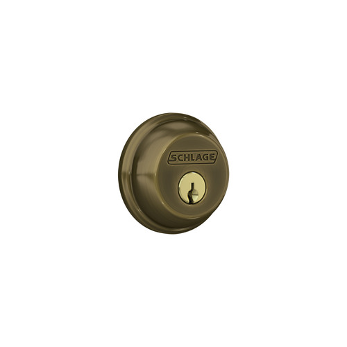 Schlage B60F609 Fire Rated Single Cylinder Deadbolt C Keyway, Antique Brass Finish