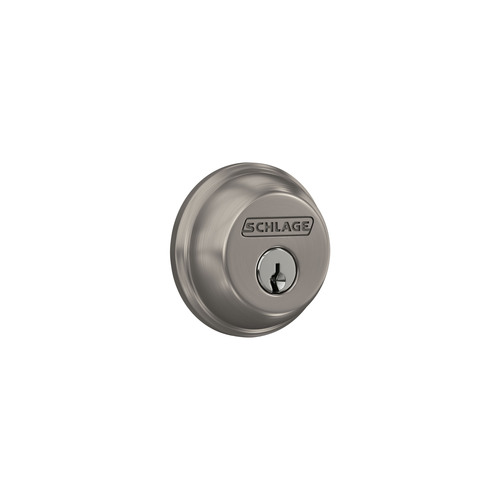 Schlage B60G619 Single Cylinder Deadbolt C Keyway, Satin Nickel, 12321 Latch, 10116 Strike